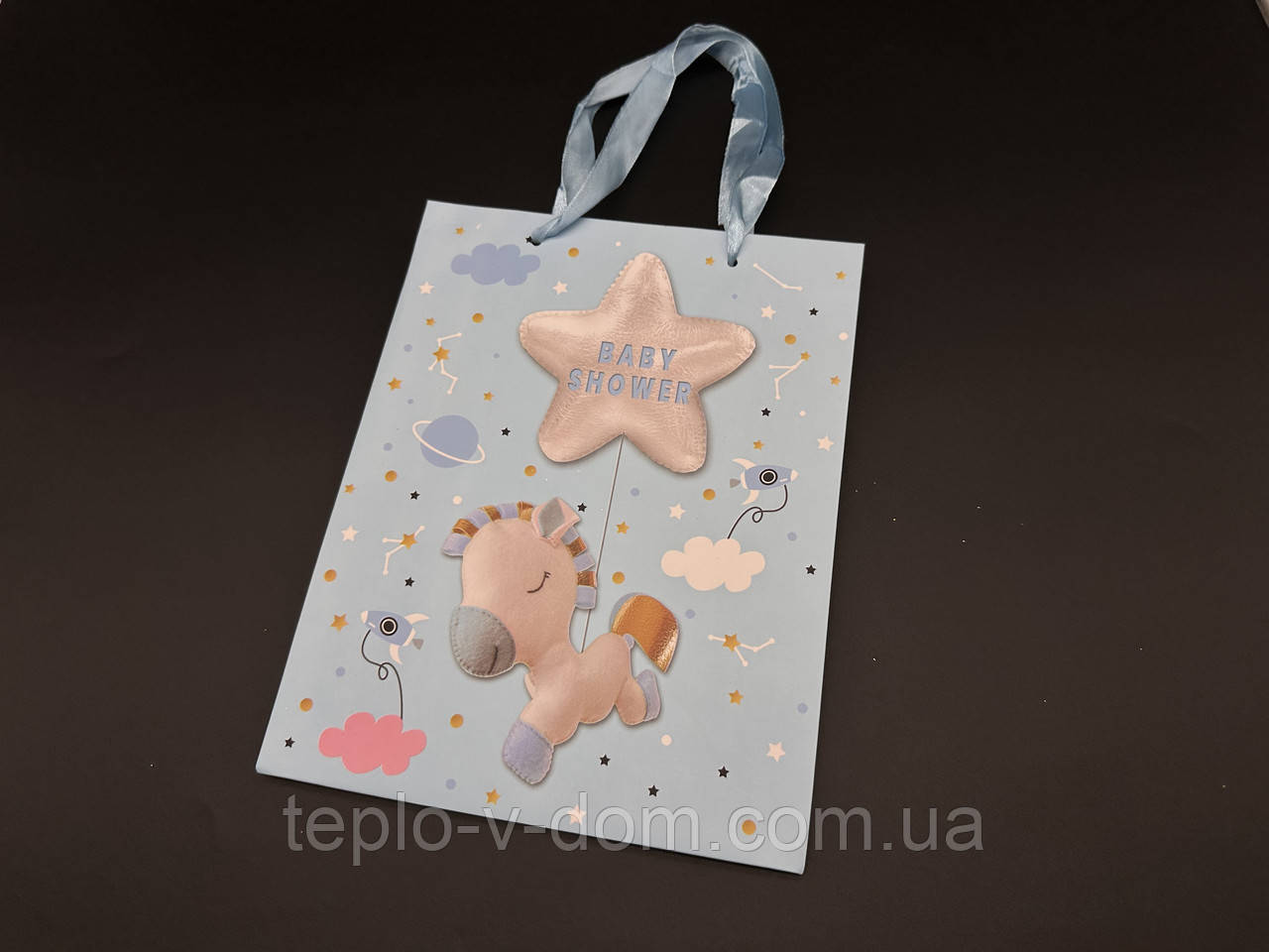 Подарунковий пакет. BABY SHOWER. 18х23х8см