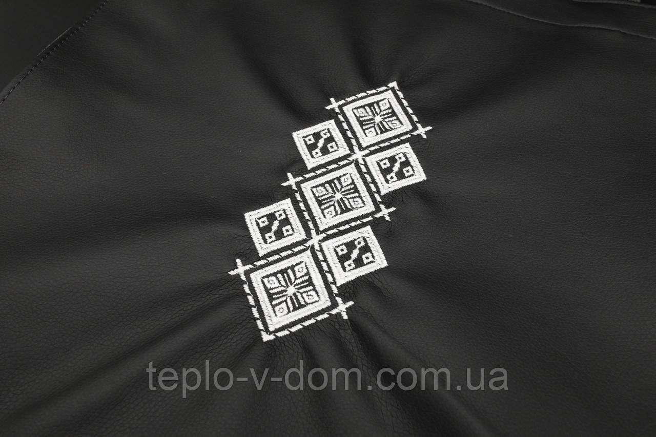 Еко сумка 36х33х6см. Екосумка з екошкіри чорна з вишивкою.