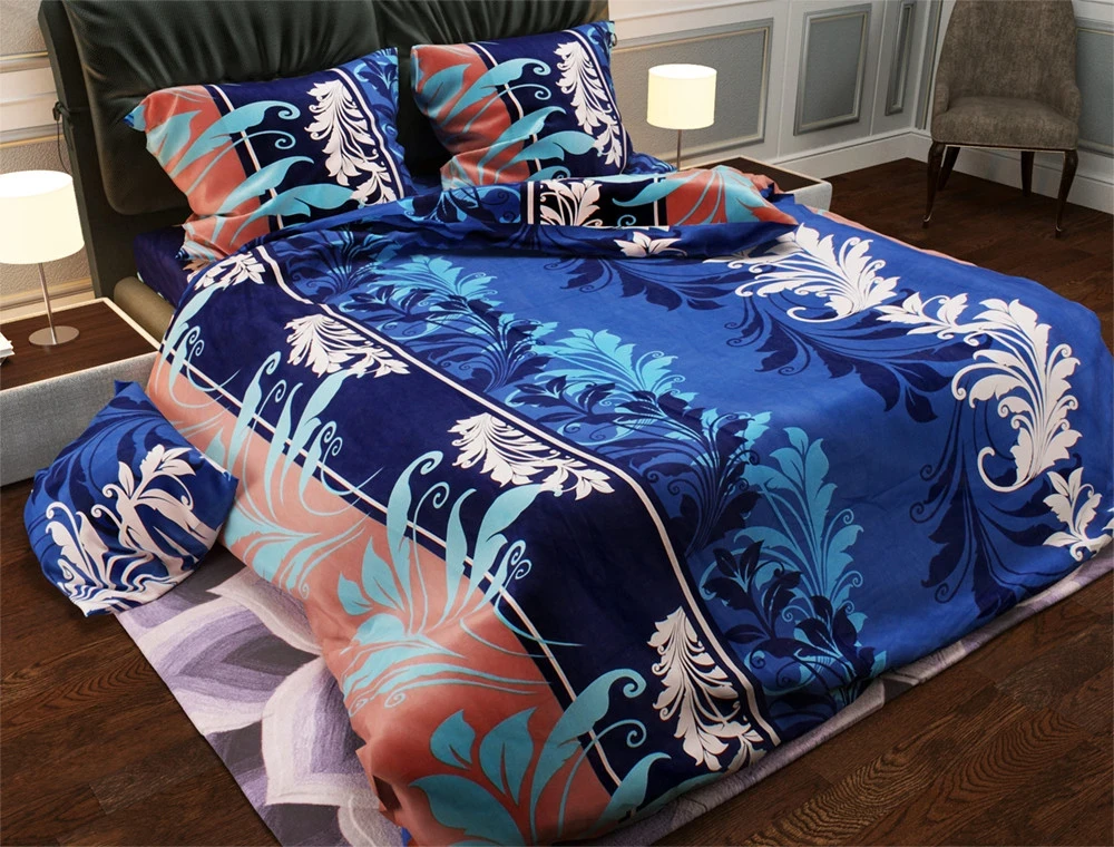 Євро комплект різнобарвної постільної білизни 200х220 з класичним візерунком Завитки з бязі Gold, Черешенька