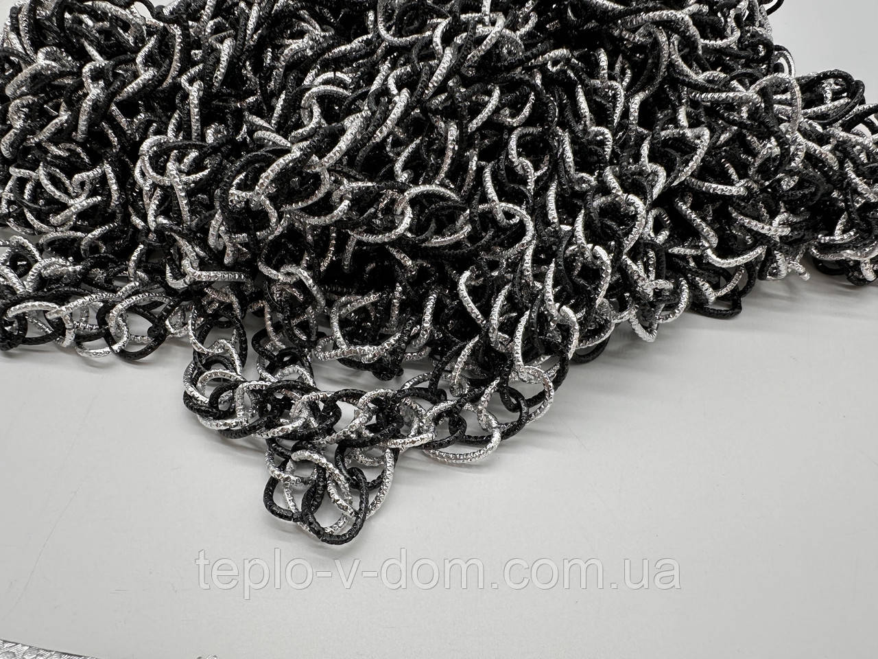 Ланцюжок для сумок з роз'ємними ланками. Колір чорний+срібло. 16,7мм