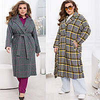 Женское пальто, демисезонное, большого размера, от 46 до 68 р-ра, в стильную клетку, комфортное, модное