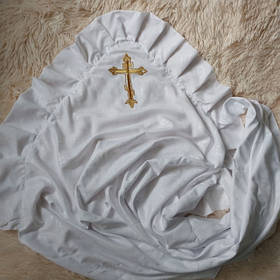 Крижма для хрещення новонароджених, біла з вишивкою