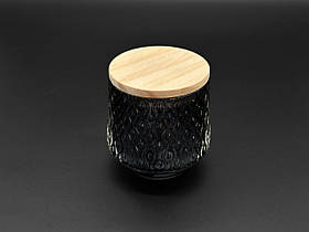 Скляна банка для свічок з дерев'яною кришкою 85х70мм