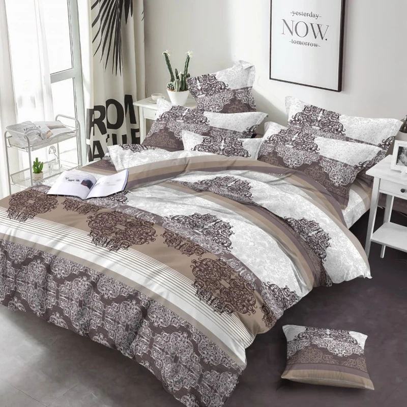 Світлий євро максі комплект постільної білизни з абстрактним принтом 200*220 з Бязі Gold Черешенька TM