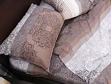 Бежево-коричневий сімейний набір бавовняної постільної білизни з абстрактним геометричним орнаментом із Бязі Gold, Черешенька, фото 4