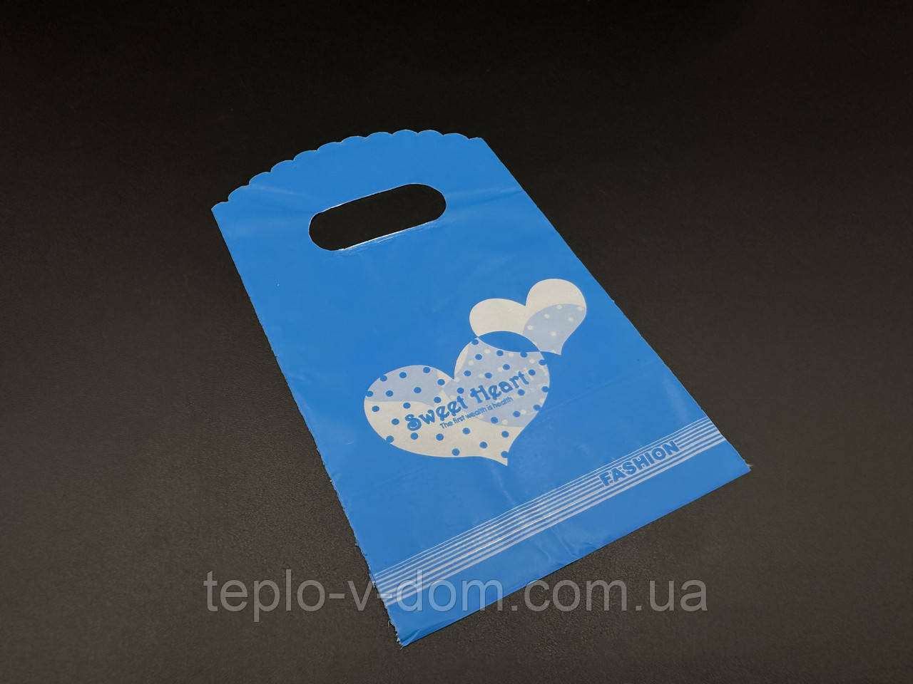 Подарункові поліетиленові пакети 9х15см "Sweet Heart.". Колір блакитний.