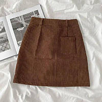 Женская кашемировая юбка в длине мини на молнии (черный, коричневый) размер:42-44, 46-48