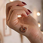 ОПТ від 10 шт, Кулон з ланцюжком та проекцією "I love you", Золотий / Підвіска на шию / Кулон серце / Кулончик з серцем, фото 5