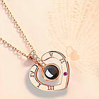 ОПТ від 10 шт, Кулон з ланцюжком та проекцією "I love you", Золотий / Підвіска на шию / Кулон серце / Кулончик з серцем, фото 2