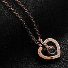 ОПТ від 10 шт, Кулон з ланцюжком та проекцією "I love you", Золотий / Підвіска на шию / Кулон серце / Кулончик з серцем, фото 6