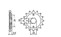 Звезда передняя мотоцикл CB/CG 520 шаг цепи (12 зуб) Shineray, Musstang