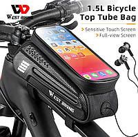 Велосумка на раму для велосипеда West Biking 1.5L. Сумка велосипедная для смартфона, телефона.