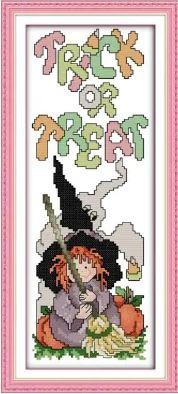 Набір для вишивання за нанесеною на канву схемою "Halloween (2)". AIDA 14CT printed 16*36 см