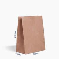 Бумажный крафтовый пакет бурый(21,5*9*6,5)(25 шт)пакеты для фаст фуда и выпечки