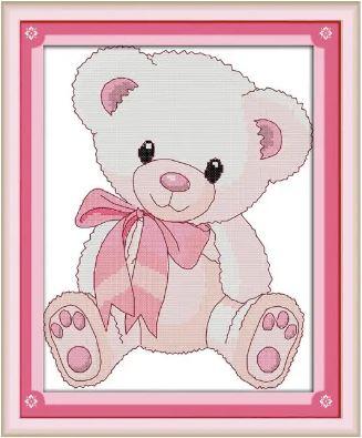 Набір для вишивання за нанесеною на канву схемою "Little bear doll".AIDA 14CT printed , 26*31 см