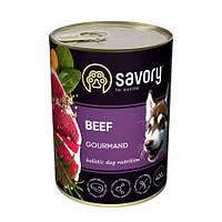 Вологий корм Savory для дорослих собак усіх порід, з яловичиною, 400 г