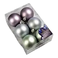 Елочные новогодние шарики Stenson 9635-8 пластиковые 8см в наборе 6шт
