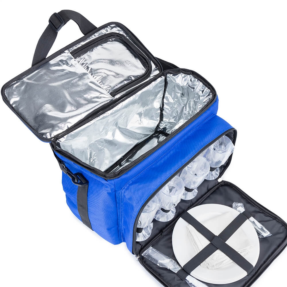 Термо сумка для пікніка "Кемпінг" із посудом на 4 особи 39х29х30 см синій 0503-015