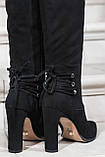 Чоботи жіночі на підборах замшеві демісезонні чорні класичні, фото 8