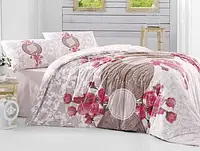 Комплект светлого постельного белья с красными розами на полуторку из бязи Голд от производителя Черешенка