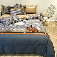Разноцветный двуспальный комплект постельного белья с геометрическим принтом 180*220 из Бязи Gold Черешенка
