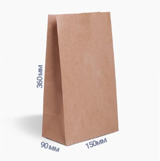 Паперовий крафт пакет(36*15*9)бурий(25 шт)пакети для фаст фуду та випічки