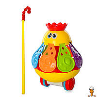 Детская каталочка осьминог, на палочке, игрушка, желтый, от 1 года, Bambi 0501(Yellow)