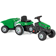 Трактор на педалях із причепом зелений