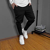 Мужские классические брюки черные весенние осенние , Стильные зауженные черные штаны на резинке (демисезон)
