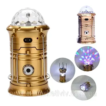 Кемпінговий складаний ліхтар RGB SX-6899T / Ліхтар висувний світлодіодний з диско-лампою і USB Жовтий