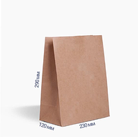 Паперовий крафт пакет(29*23*12)бурий(25 шт)пакети для фаст фуда та випічки