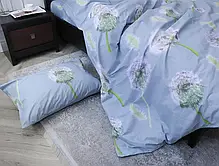 Стильна сіра постільна білизна односпальна з білими кульбабами 150*220 бавовняна з Бязі Gold Черешенька ТМ, фото 6