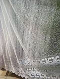 Тюль із фатину білого кольору з кордовою вишивкою 17, фото 4