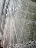 Тюль із фатину білого кольору з кордовою вишивкою 17, фото 2