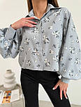 Сорочка укорочена прямого крою з рукавами ліхтариками у квітковий принт (р. 42-48) 2131044, фото 3