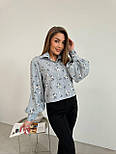 Сорочка укорочена прямого крою з рукавами ліхтариками у квітковий принт (р. 42-48) 2131044, фото 6