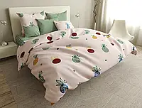 Двухцветный полуторный комплект постельного белья с рисунком ананасы 150*220 из Бязи Gold Черешенка