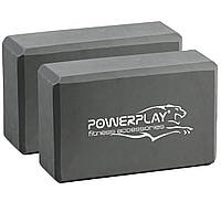 Блоки для йоги 2 шт. PowerPlay 4006 Yoga Brick EVA Сірі (пара) r_400