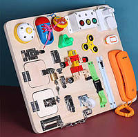 Бизиборд C 64841 (4) підсвічування, рухливі елементи, спінер, дзвінок, телефон, замочки, шнурівка, в коробці