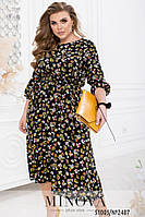 Прекрасне плаття А-силуету зі штапеля в принт, великих розмірів від 46 до 68