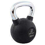 Гиря 16 кг чавунна гумова з хромованою ручкою Zelart TA-7794-16, фото 4