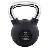 Гиря 16 кг чавунна гумова з хромованою ручкою Zelart TA-7794-16, фото 2