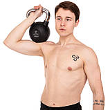 Гиря 16 кг чавунна гумова з хромованою ручкою Zelart TA-7794-16, фото 6