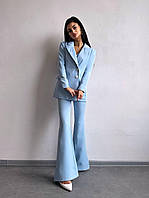 Женский классический костюм с удлиненным пиджаком и брюками клеш (р.XS, S, M) 66103601Е
