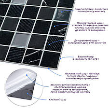 Самоклеюча поліуретанова плитка чорно-біла мозаїка 305х305х1мм (D) SW-00001149, фото 2