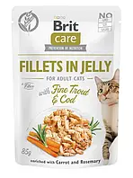 Вологий корм для котів Brit Care Cat pouch 85 г (тріска і форель в желе)