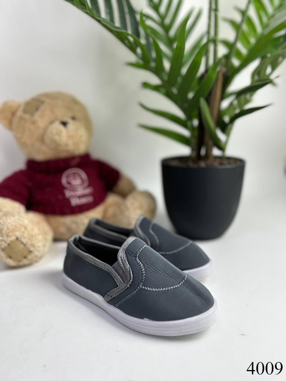 Мокасини дитячі сірі із текстилю, фото 1