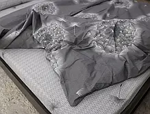 Односпальний комплект сірого постільної білизни з білими кульбабами 150*220 комбінований із Бязі Gold Черешенька ТМ, фото 5