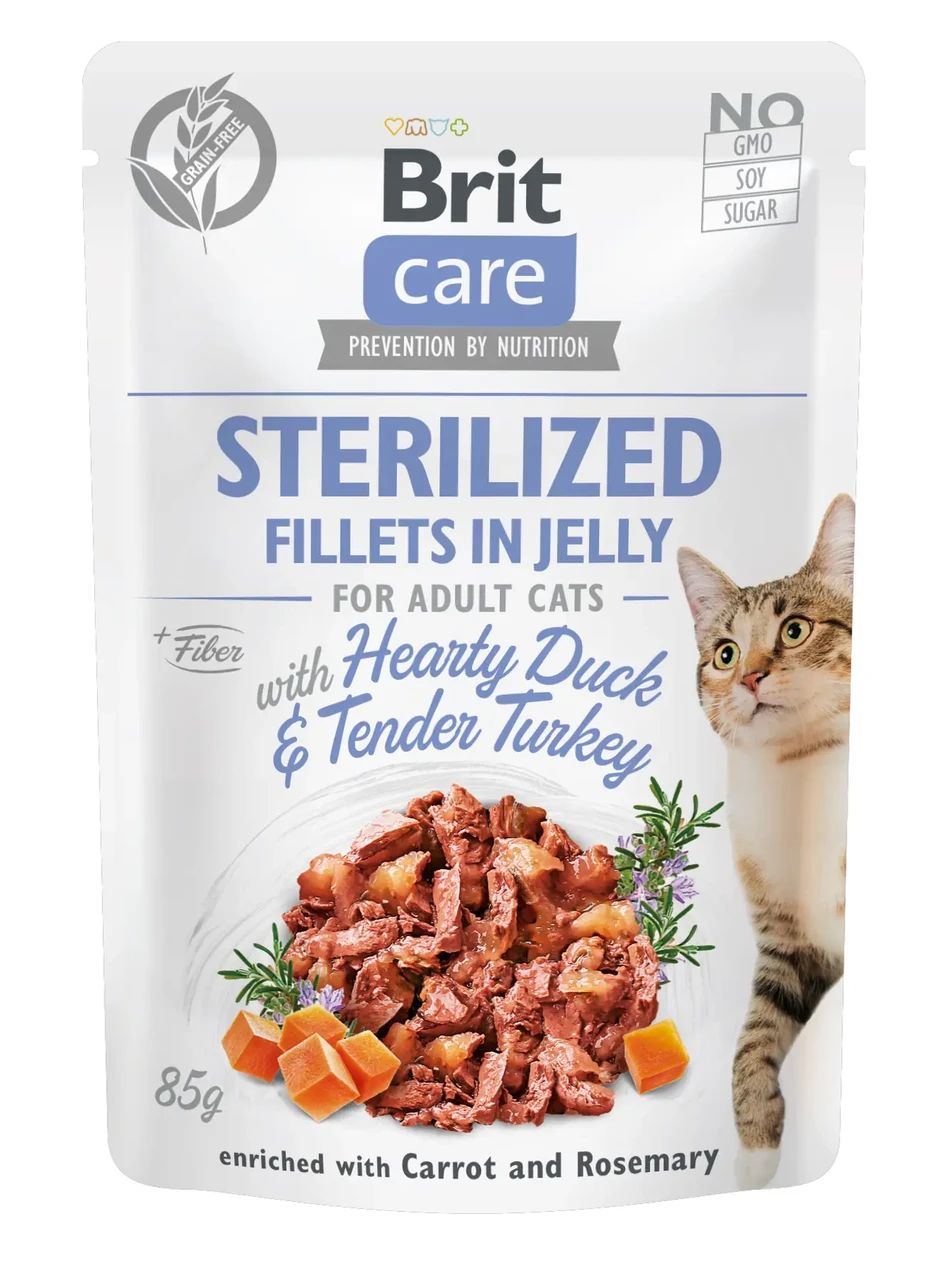 Вологий корм для кастрованих котів Brit Care Hearty Duck & Tender Turkey 85 г (качка і індичка), фото 1