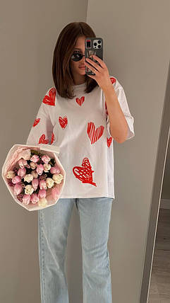 Футболка жіноча довга з куліру з малюнками розміри норма, фото 1